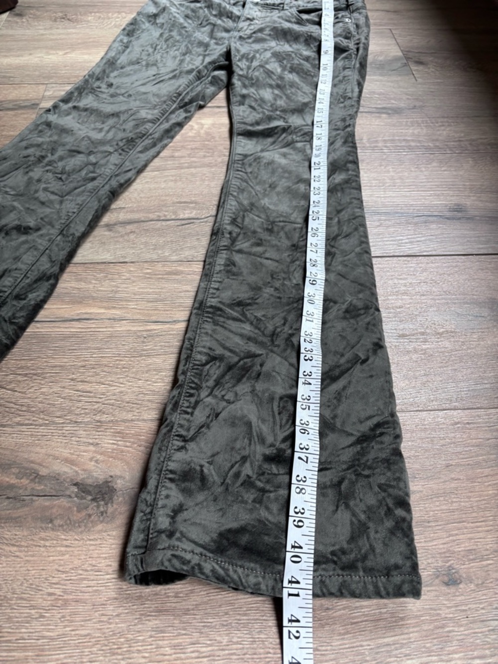 Pilcro Velvet Demi Lune Bootcut Pants Size 29 Green Gray Stretch Anthropologie - Picture 11 of 16